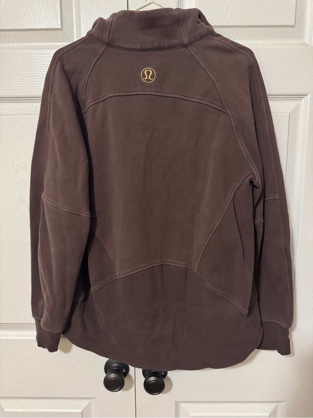 Lululemon Scuba Oversized Funnel-Neck Half-Zip - Espresso / Gold - Size M/L